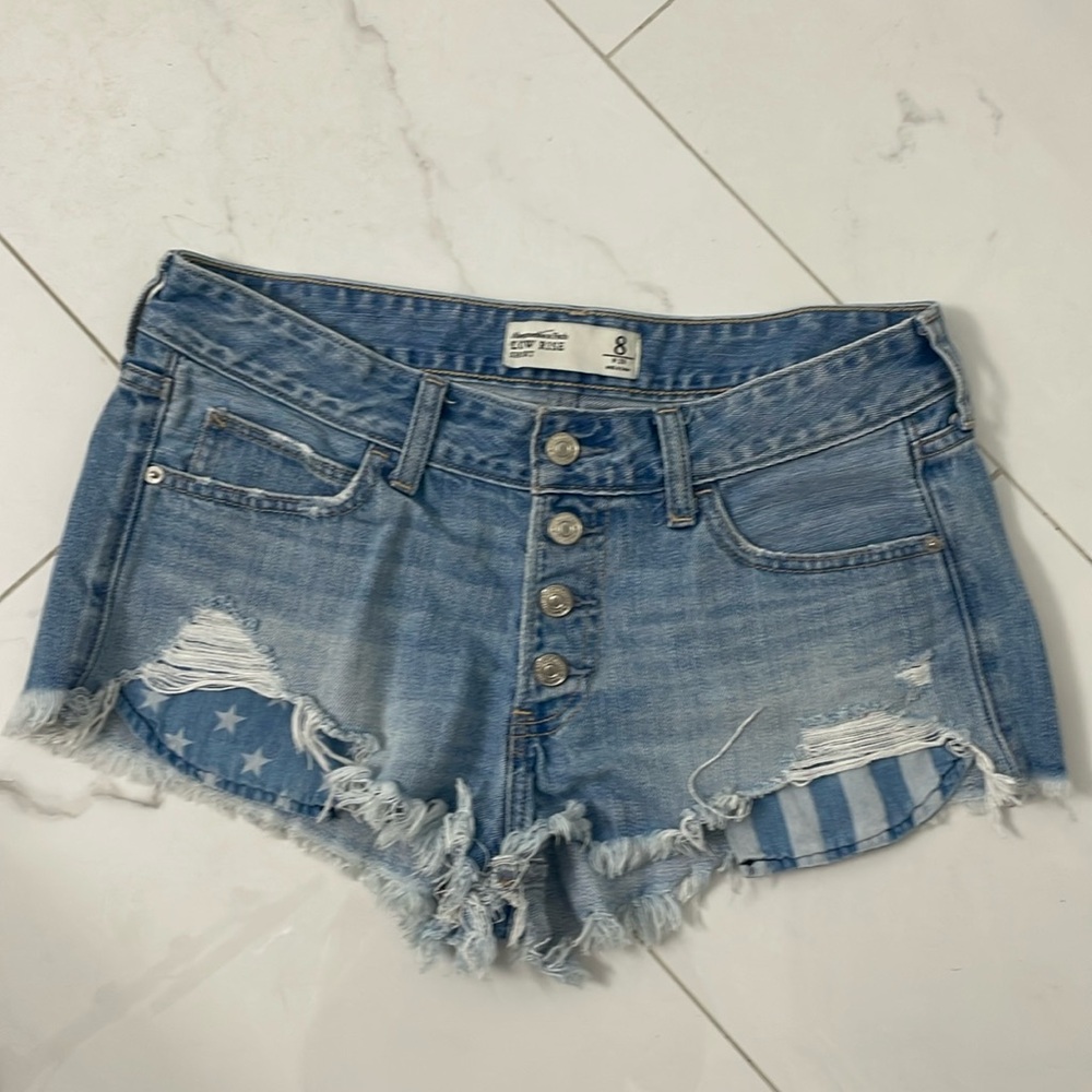 Abercrombie & Fitch denim jeans shorts low rise size 8 /29 - Picture 2 of 6